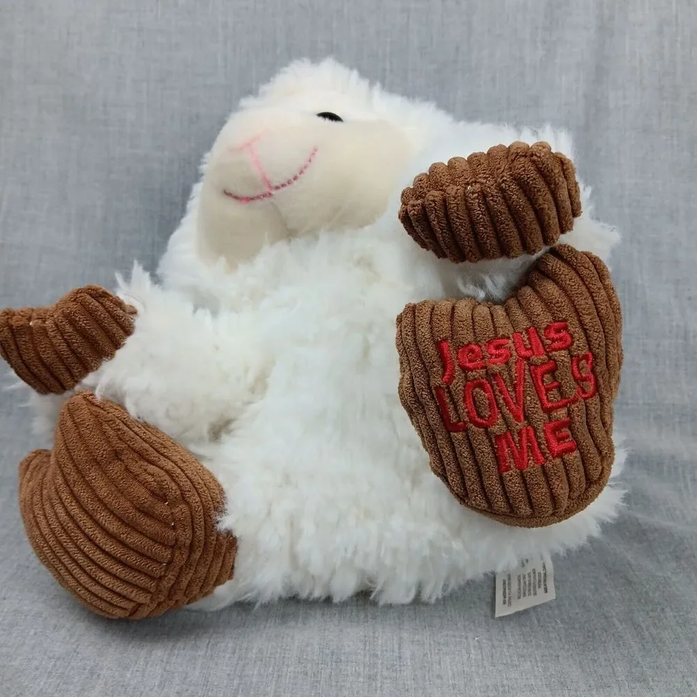 Fiesta Sitting Lamb  Plush Scruffy Jesus Loves Me on Foot Soft Stuffed Animal